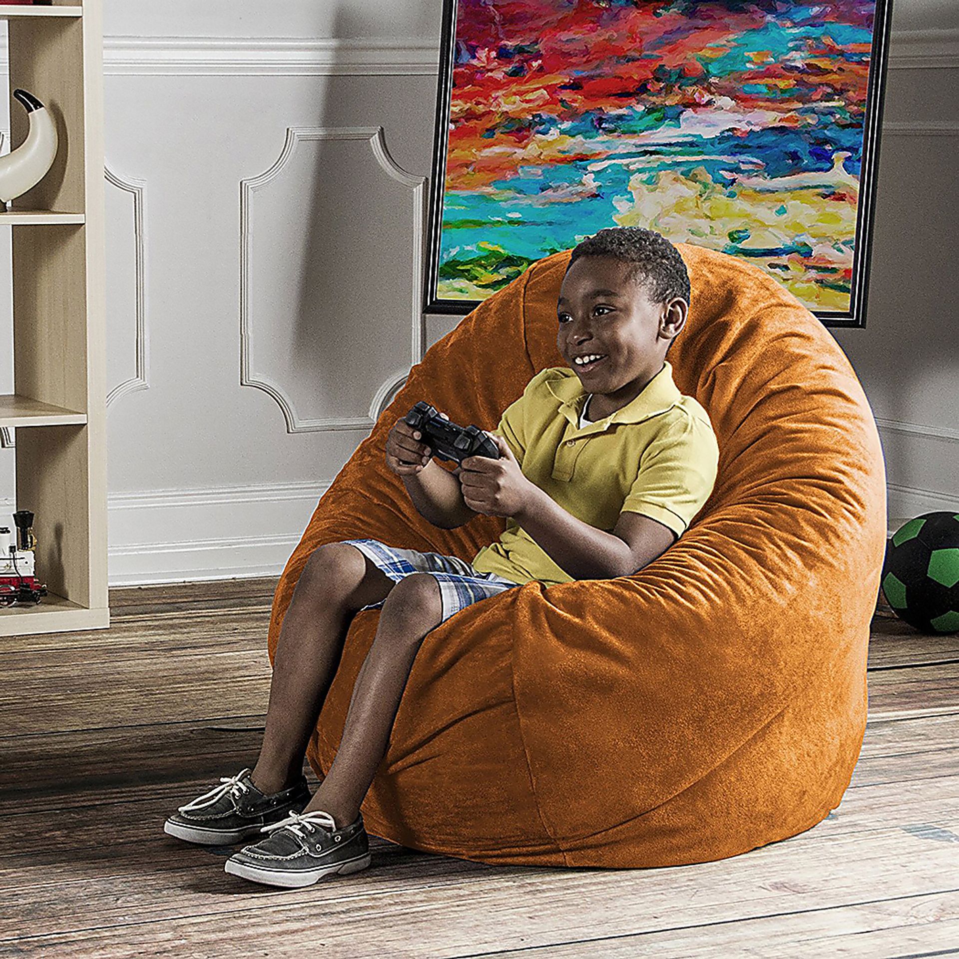 Kids Calix Orange Bean Bag Chair - Image 4