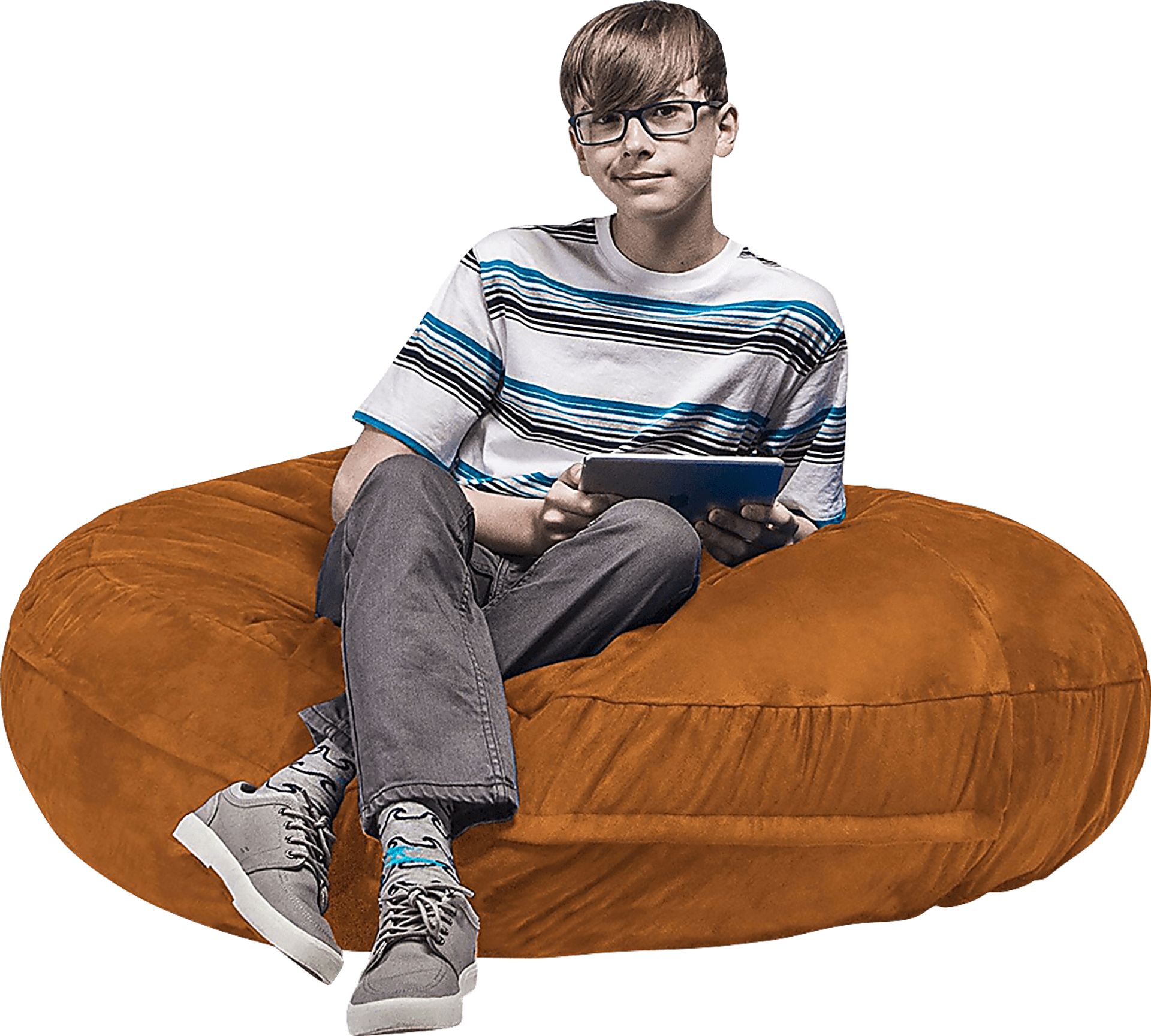 Kids Calix Orange Bean Bag Chair - Image 5