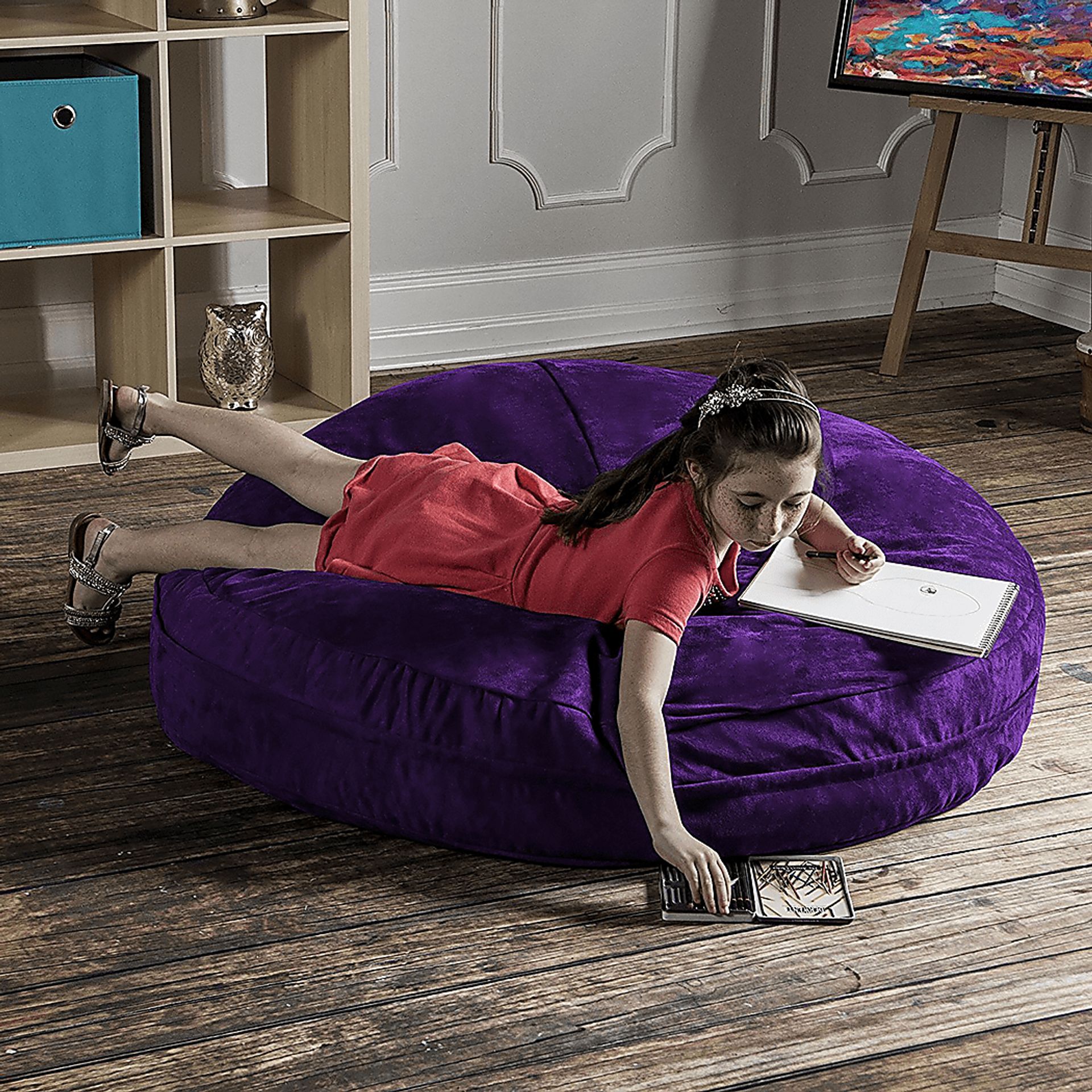 Kids Calix Purple Bean Bag Chair - Image 3