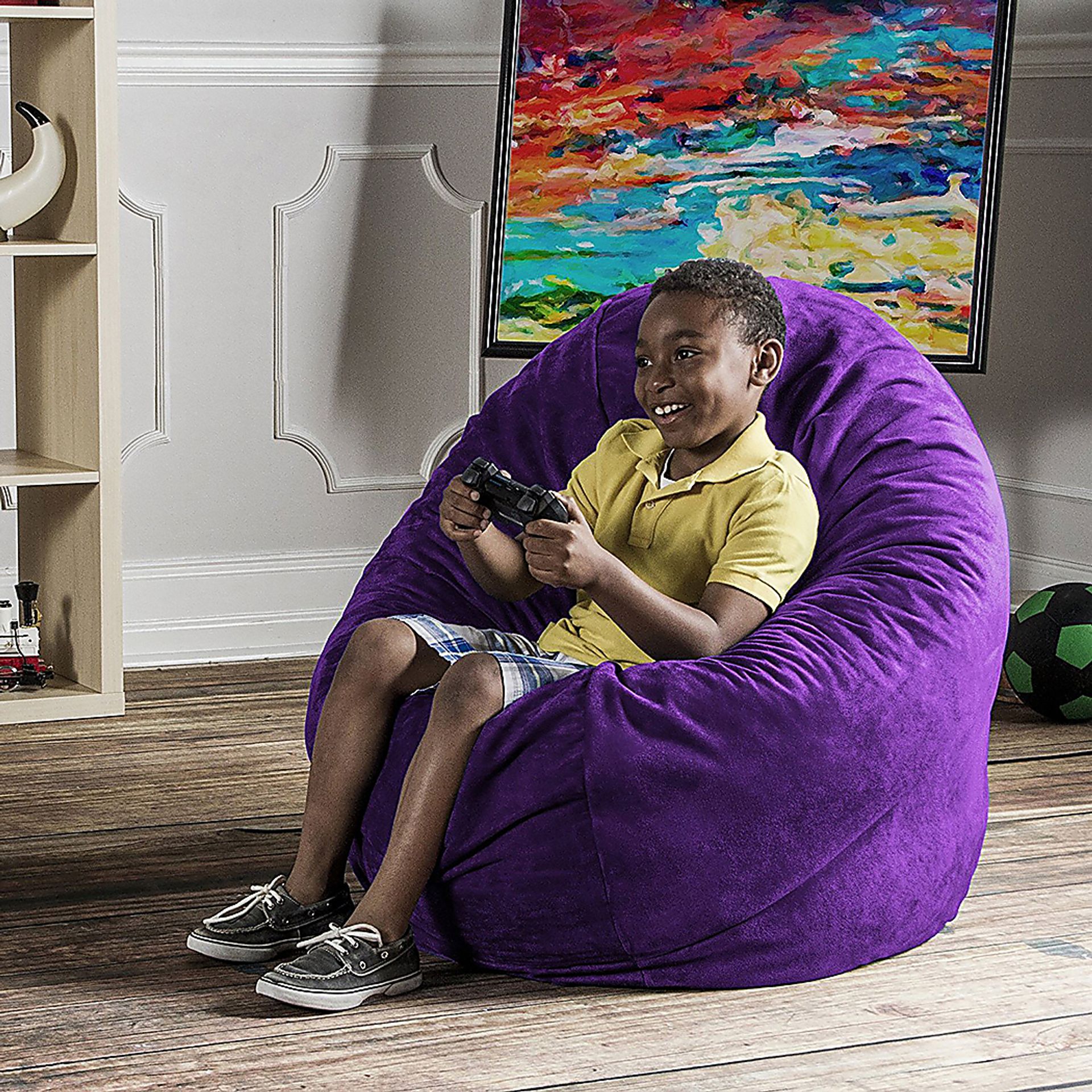 Kids Calix Purple Bean Bag Chair - Image 4