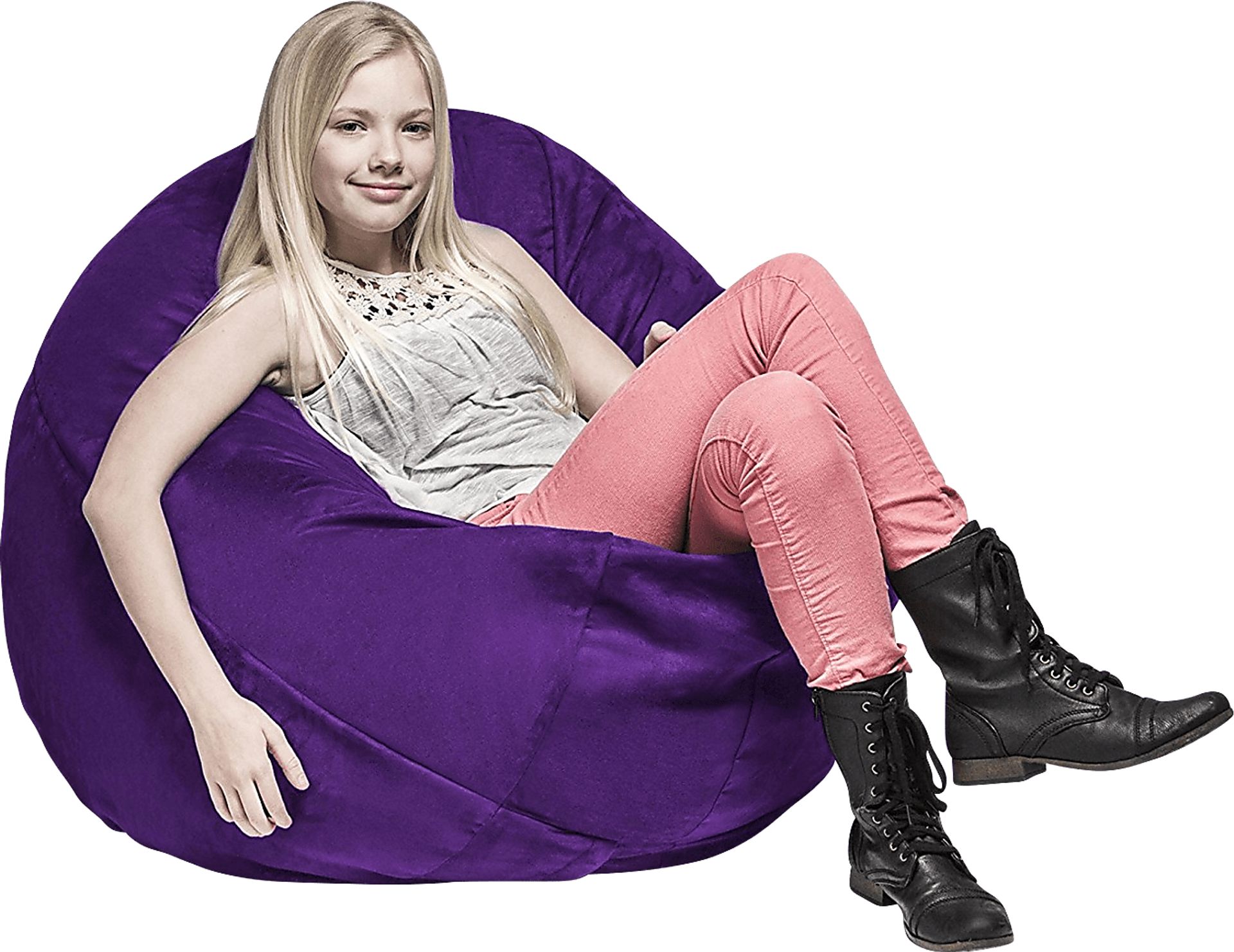 Kids Calix Purple Bean Bag Chair - Image 5