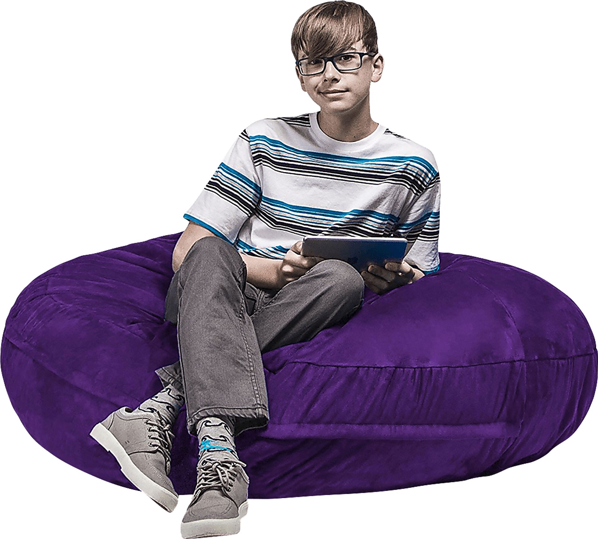 Kids Calix Purple Bean Bag Chair - Image 1