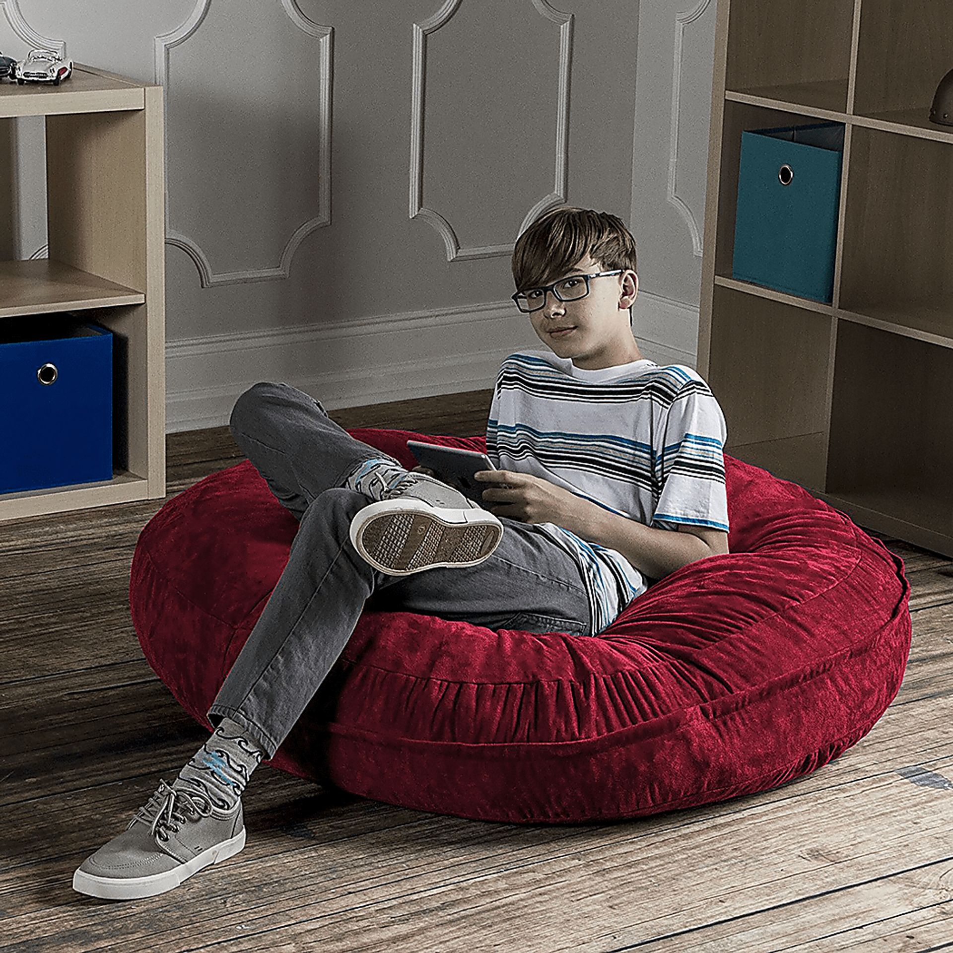 Kids Calix Red Bean Bag Chair - Image 2