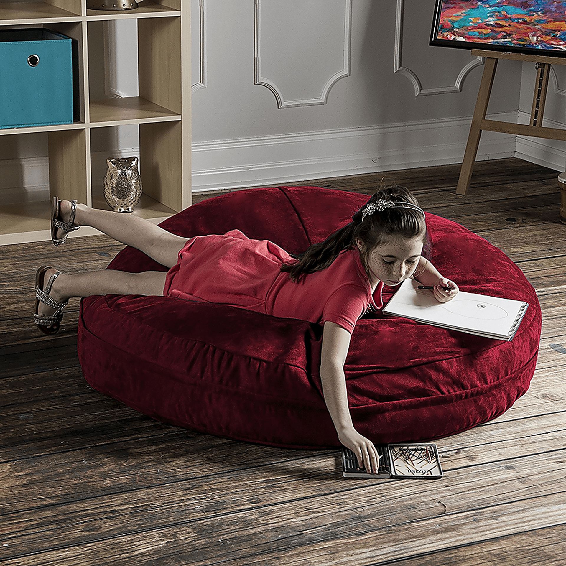 Kids Calix Red Bean Bag Chair - Image 3