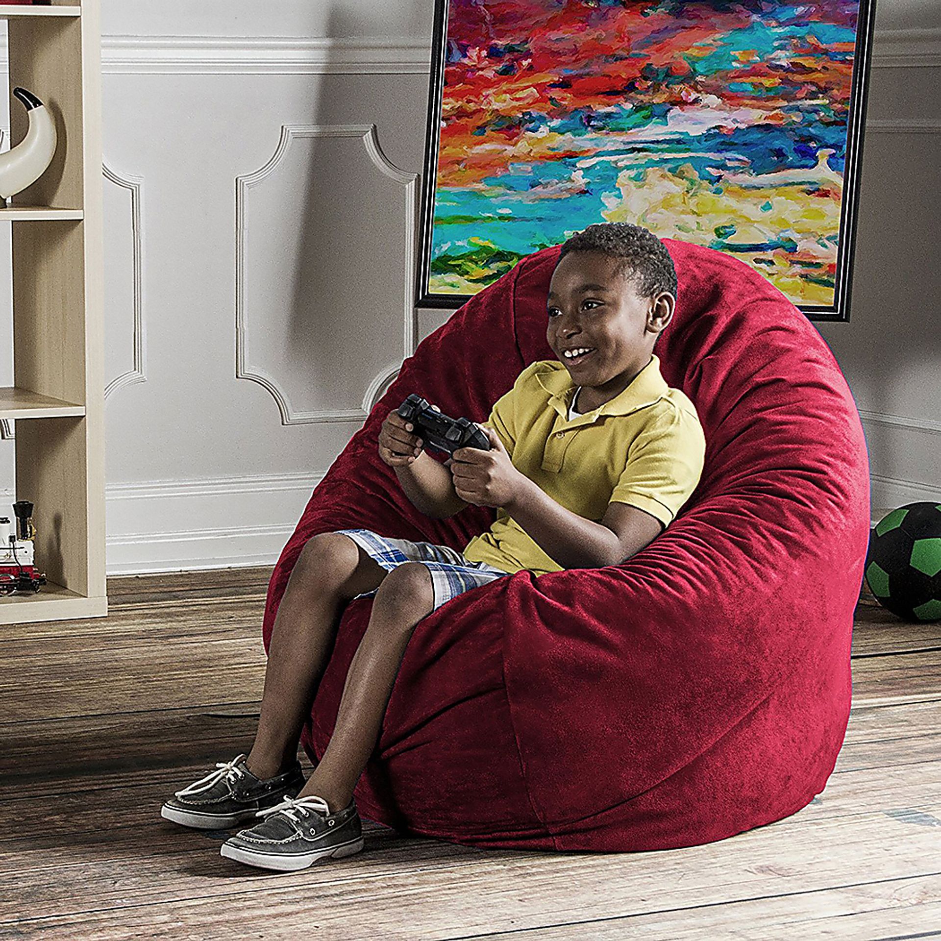 Kids Calix Red Bean Bag Chair - Image 4