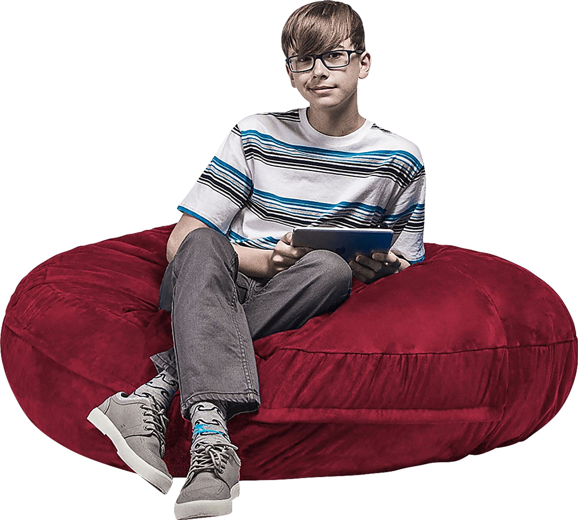 Kids Calix Red Bean Bag Chair - Image 1