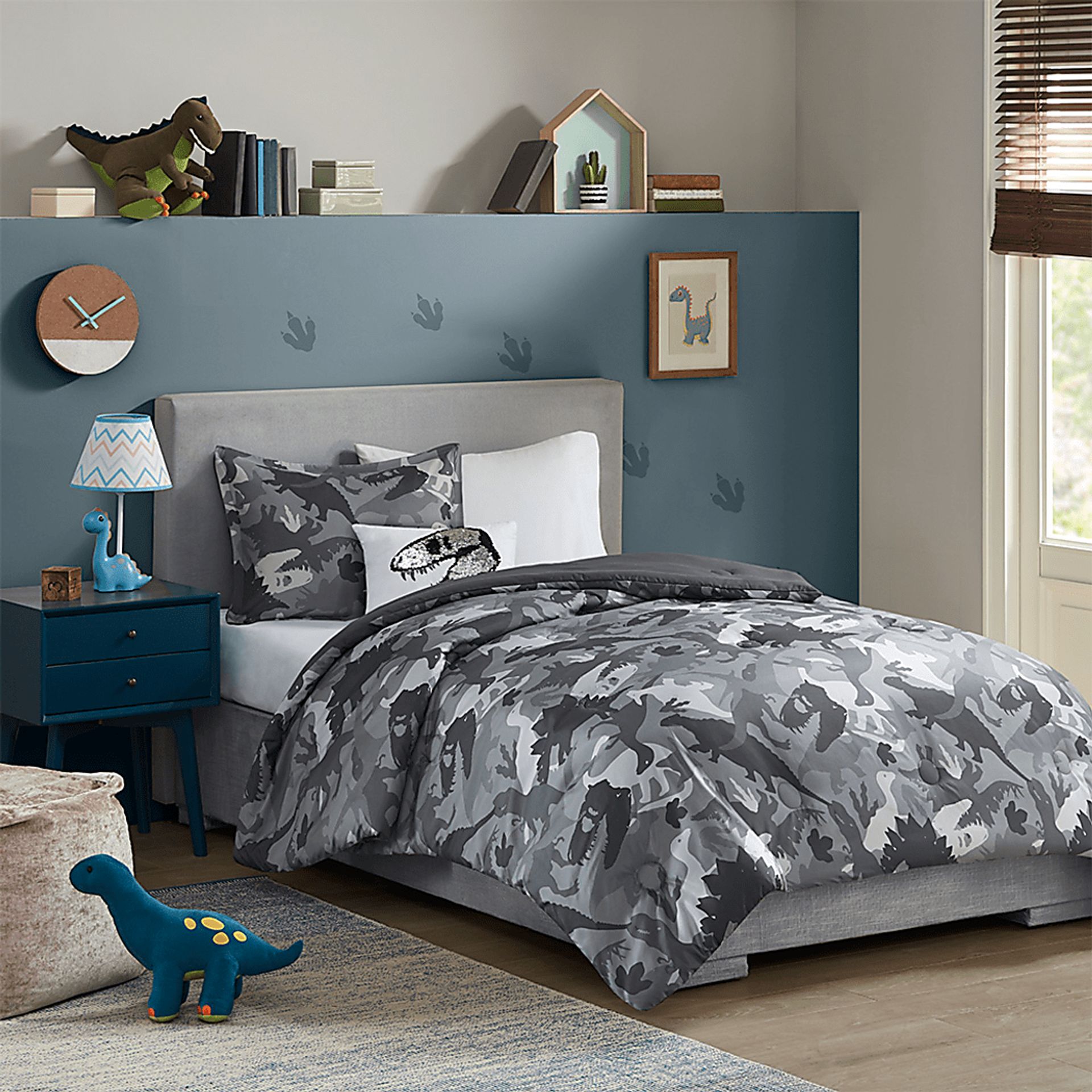 Kids Camo Dino Gray 3 Pc Twin Comforter Set - Image 11