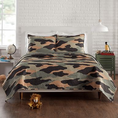 Kids Camohunt Green 2 Pc Twin Quilt Set