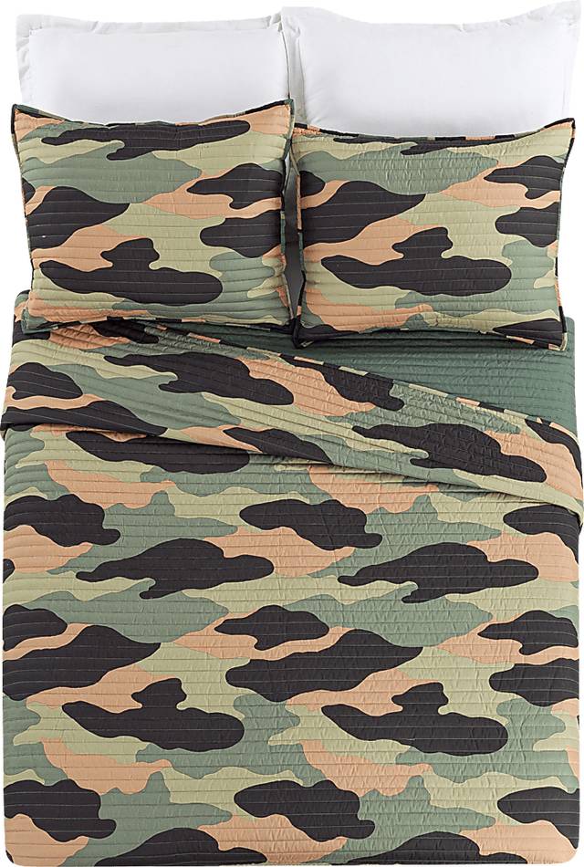 Kids Camohunt Green Full/Queen Quilt Set - Thumbnail - Image 2