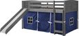 Kids Camp Hideaway Gray Twin Jr, Loft Bed with Blue Tent and Slide