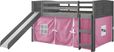 Kids Camp Hideaway Gray Twin Jr. Loft Bed with Pink Tent and Slide