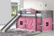Kids Camp Hideaway Gray Twin Jr. Loft Bed with Pink Tent and Slide