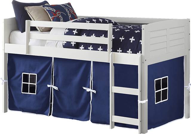 Kids Camp Hideaway White Twin Jr. Loft Bed with Blue Tent - Thumbnail - Image 2