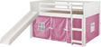 Kids Camp Hideaway White Twin Jr. Loft Bed with Pink Tent and Slide