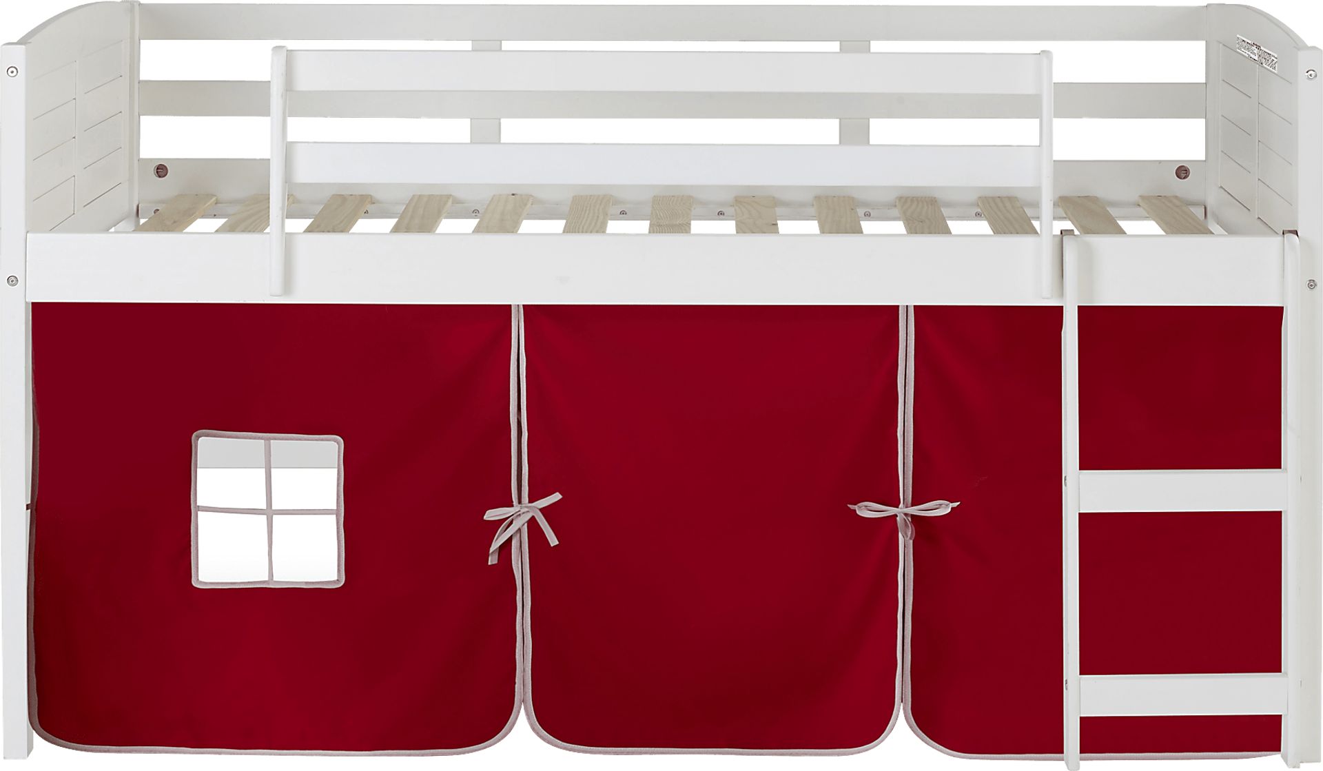Kids Camp Hideaway White Twin Jr. Loft Bed with Red Tent - Image 2