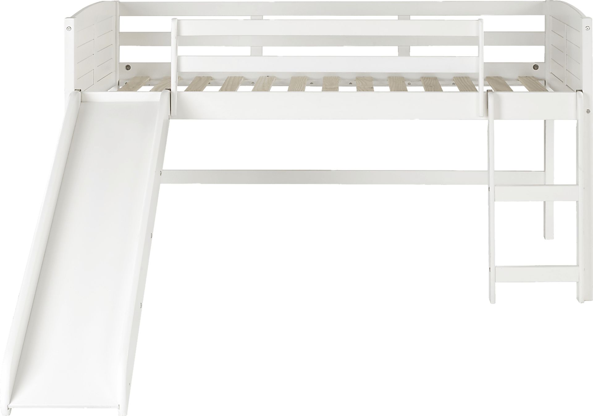 Kids Camp Hideaway White Twin Jr. Loft Bed with Slide - Image 2