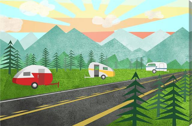 Kids Camp Mountain Blue Small Wall Art - Thumbnail - Image 1