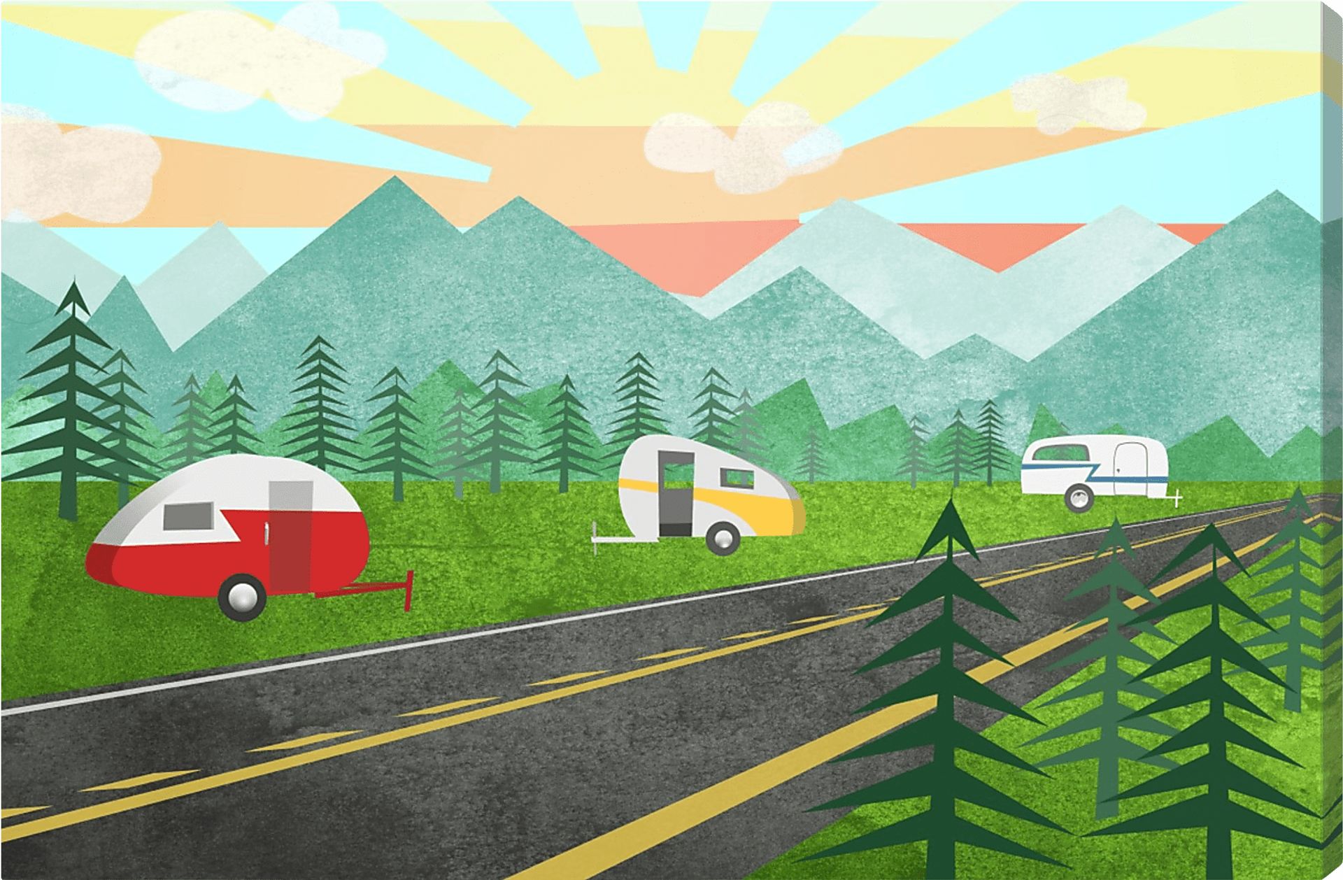Kids Camp Mountain Blue Small Wall Art - Image 1