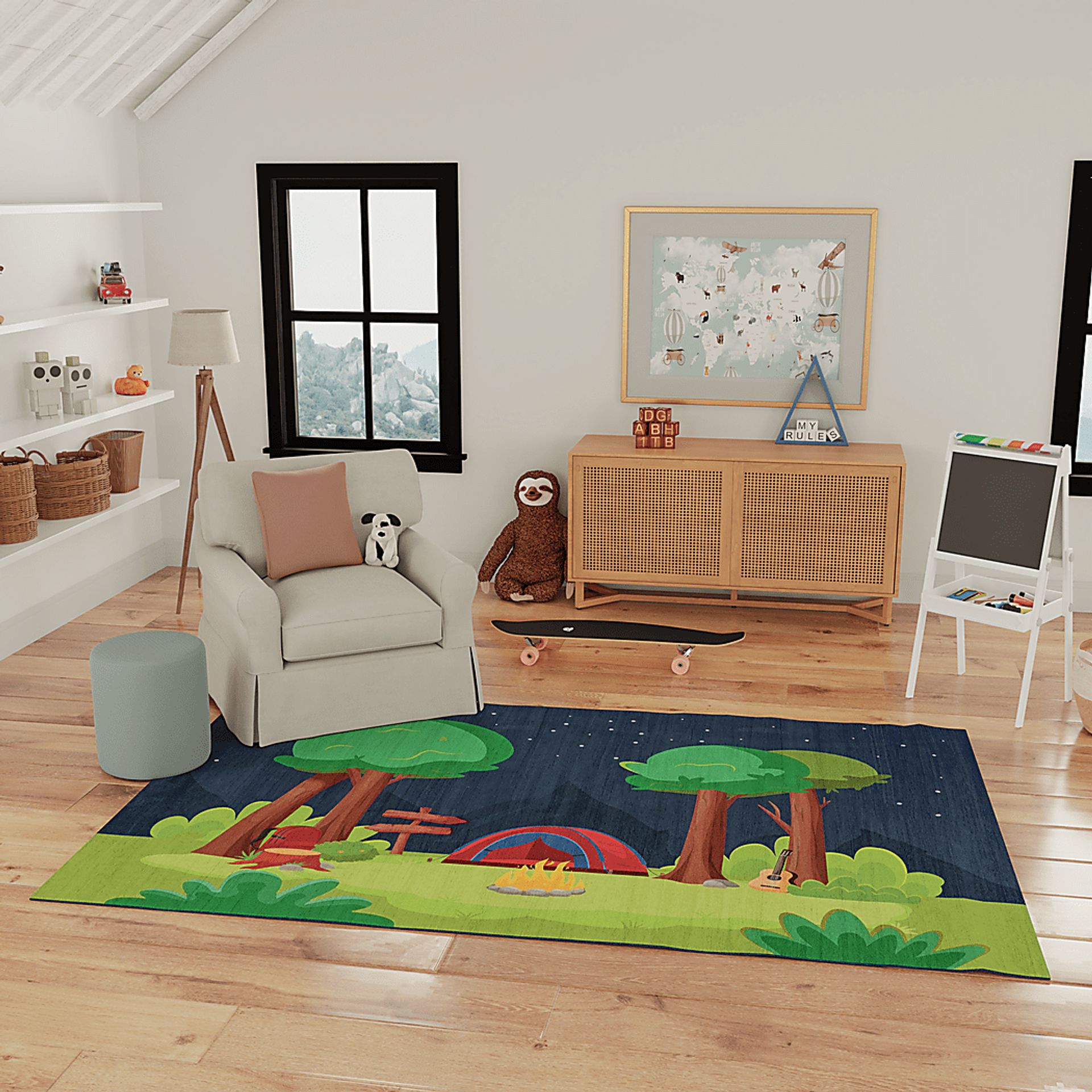 Kids Camping Air Navy 6'6 x 9'2 Rug - Image 2