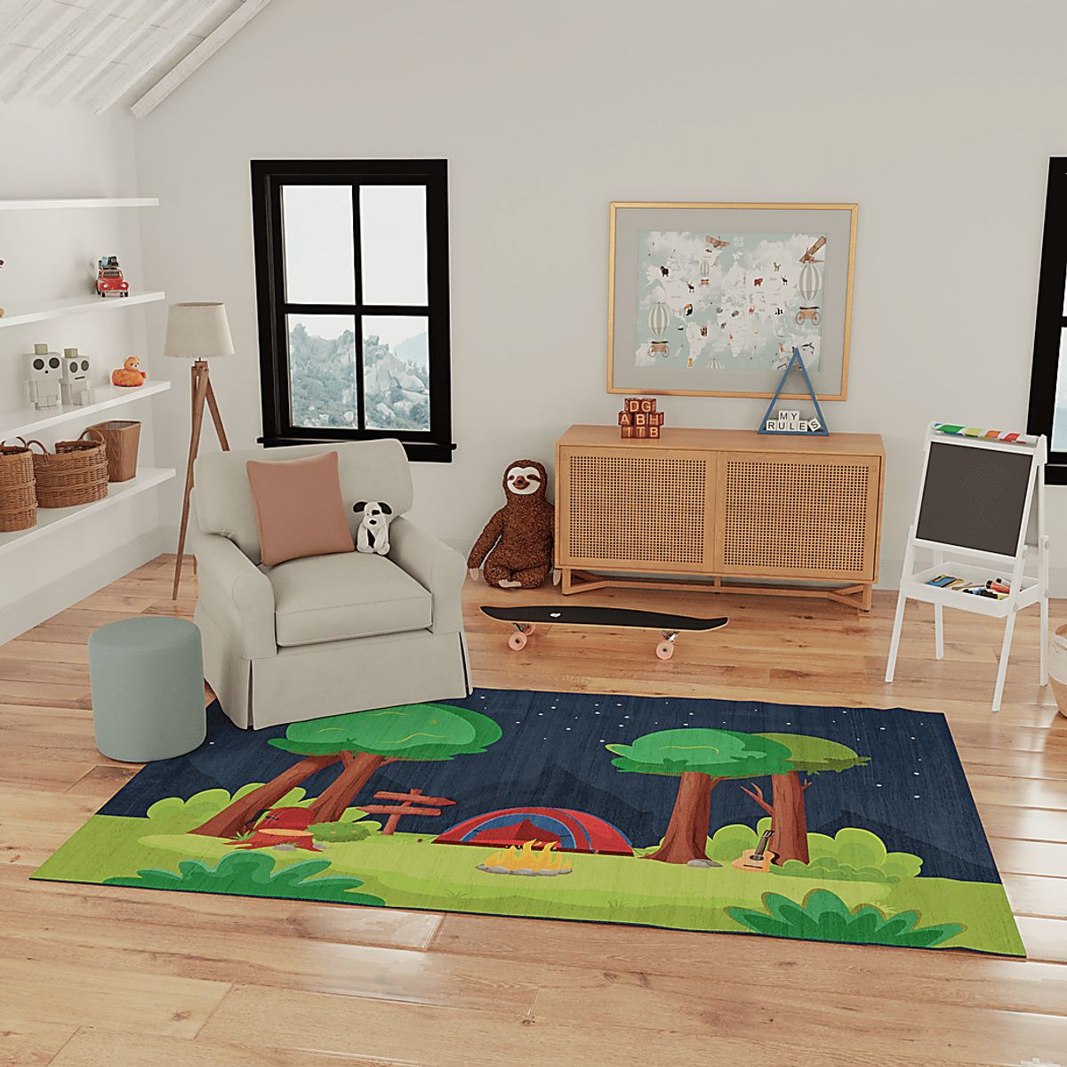 Camping Air Green,Navy Blue,Green Rugs | Rooms to Go