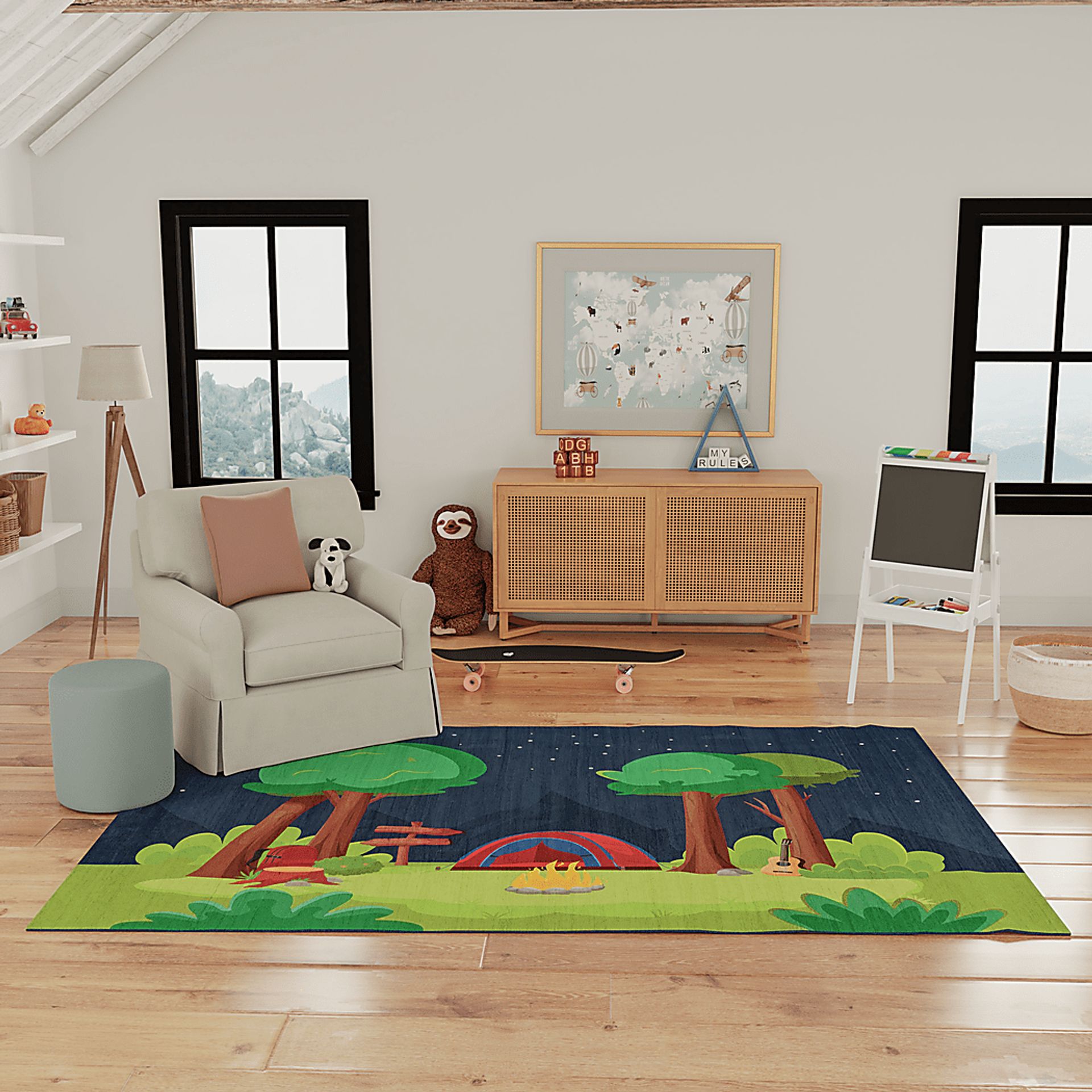 Kids Camping Air Navy 6'6 x 9'2 Rug - Image 3