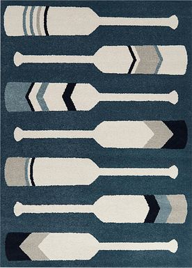 Kids Folkland Blue 5'3 x 7' Rug