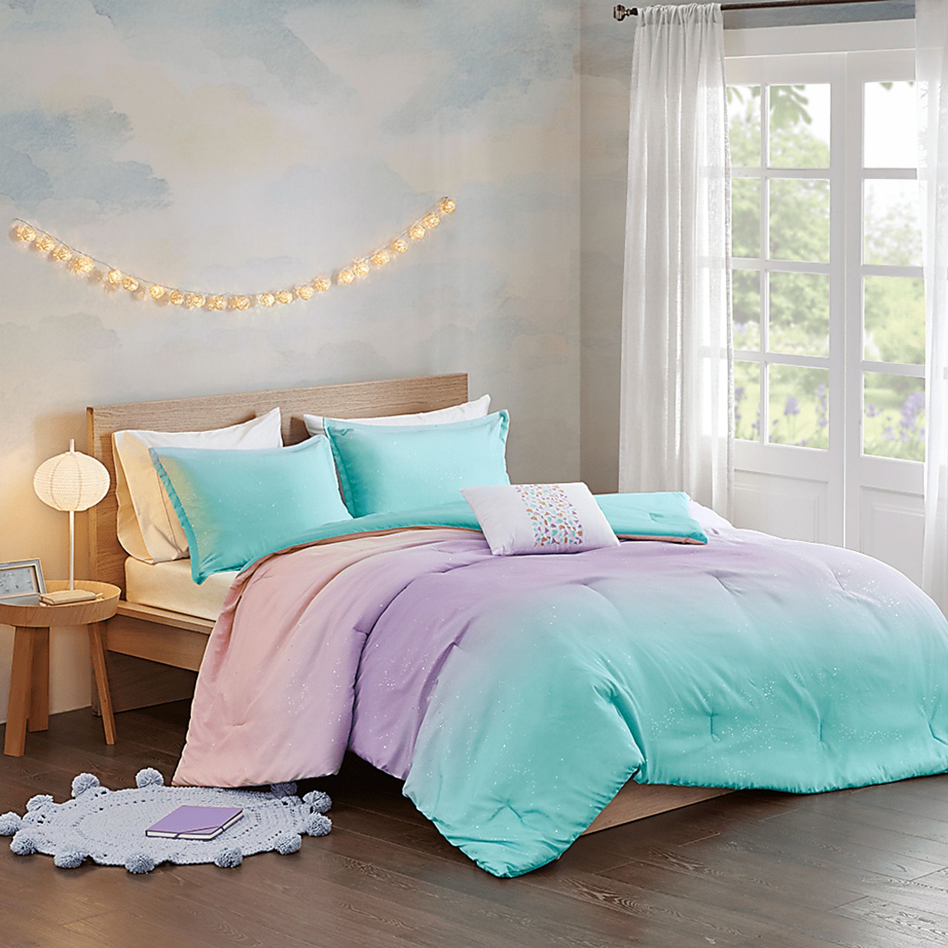 Candy Ombre Aqua Blue Full Queen Comforter Set Rooms to Go