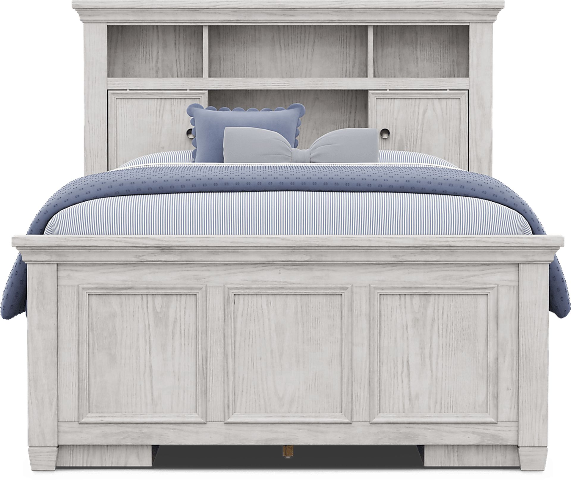 Kids Canyon Lake 2.0 Ash Gray Full Bookcase Bed with 2 Storage Side Rails - Image 2