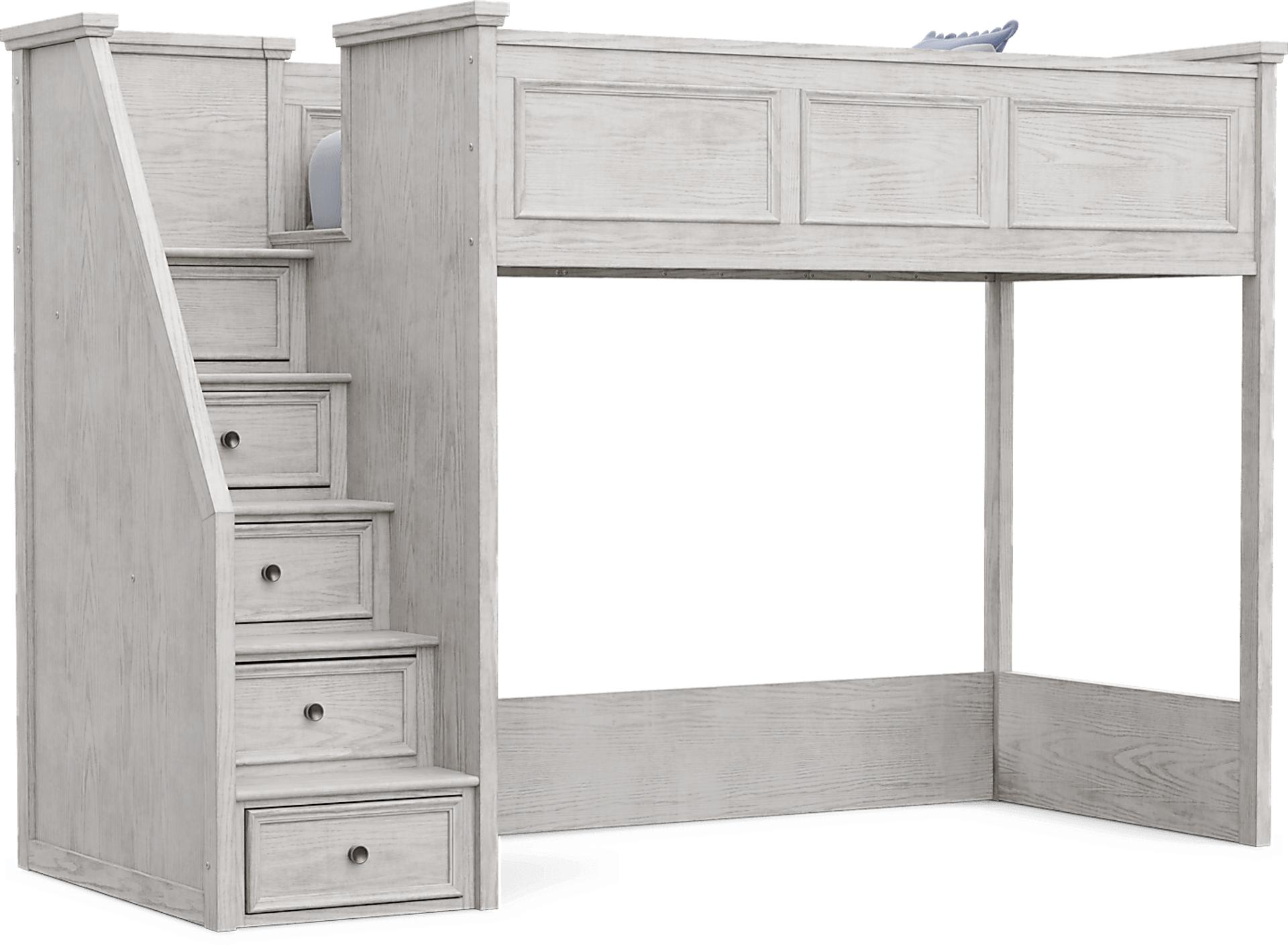 Kids Canyon Lake 2.0 Ash Gray Twin Step Loft Bed