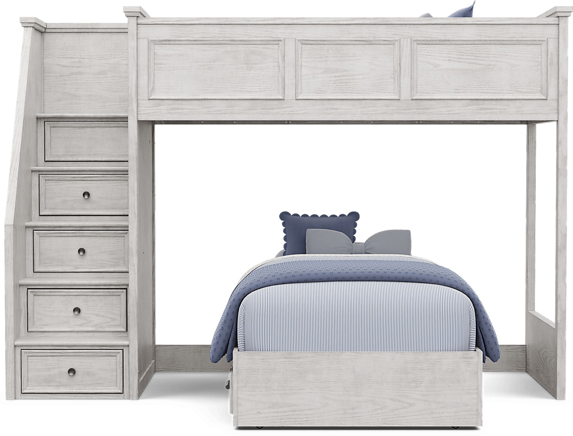 Kids Canyon Lake 2.0 Ash Gray Twin/Twin Step Bunk Bed - Image 2