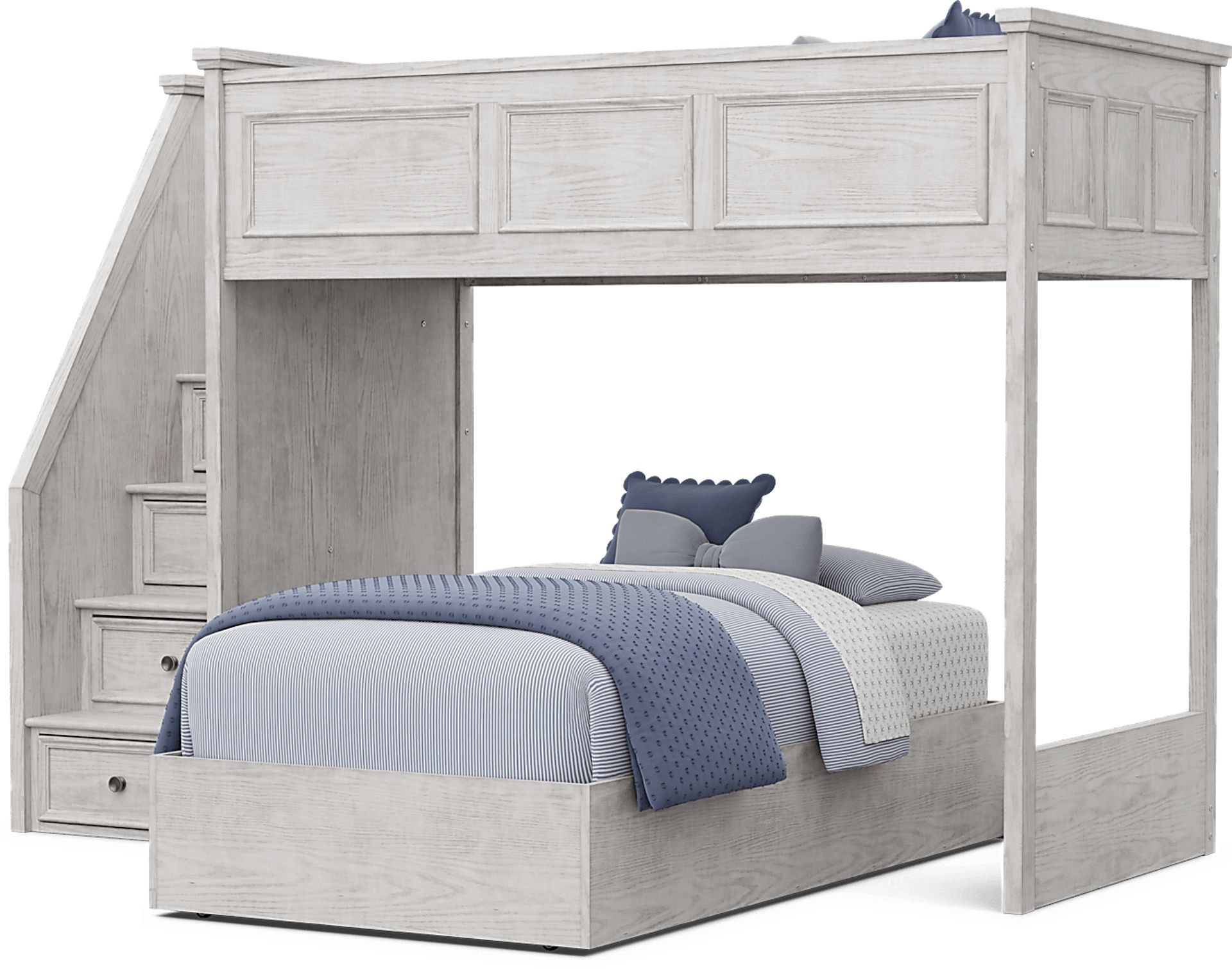 Kids Canyon Lake 2.0 Ash Gray Twin/Twin Step Bunk Bed - Image 3
