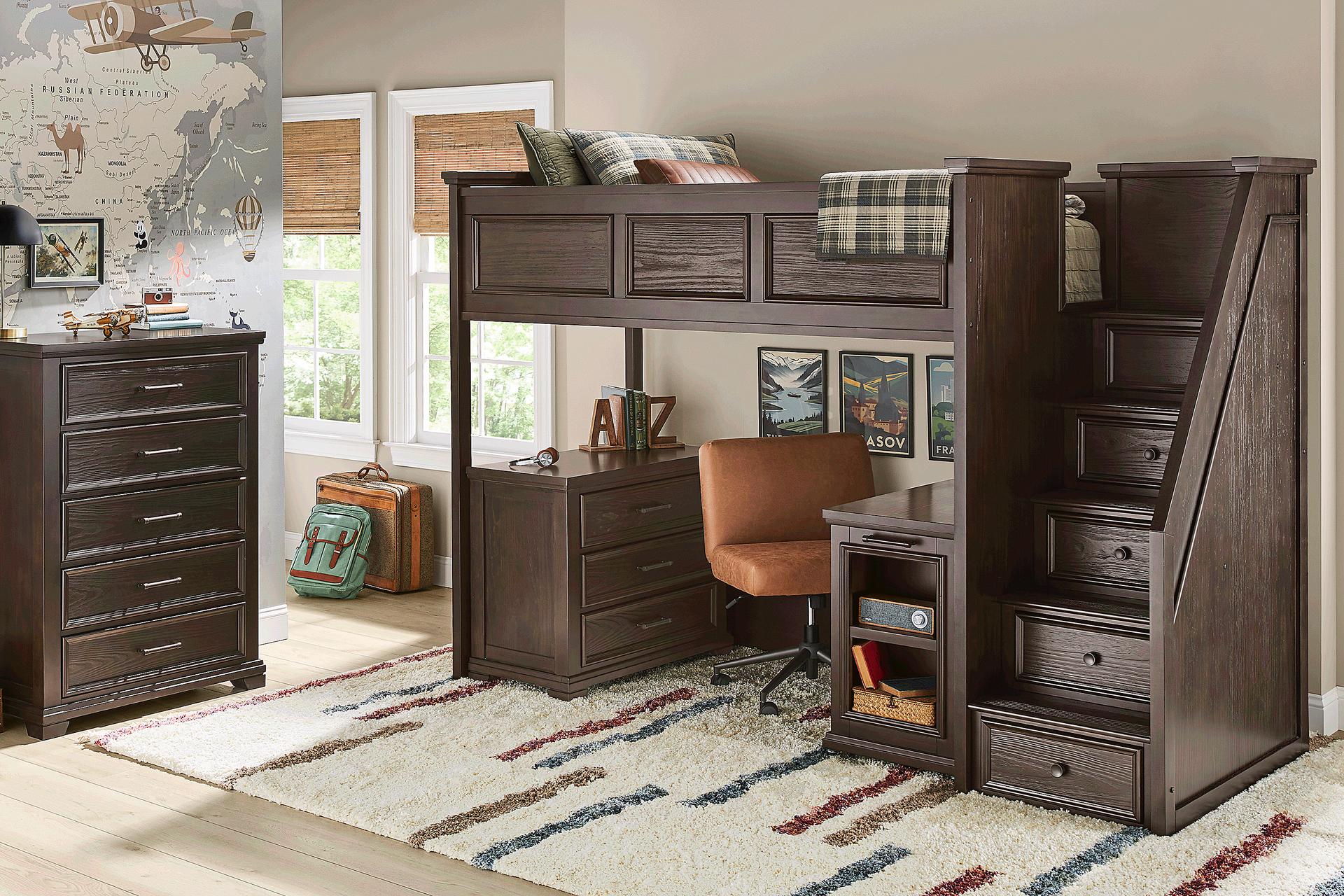 Kids Canyon Lake 2.0 Java Twin Step Loft Bed