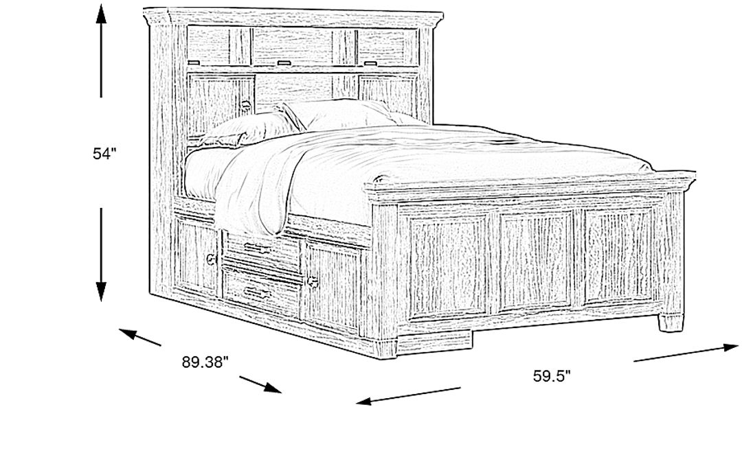Kids Canyon Lake Ash Gray Full Bookcase Bed with Storage Side Rail