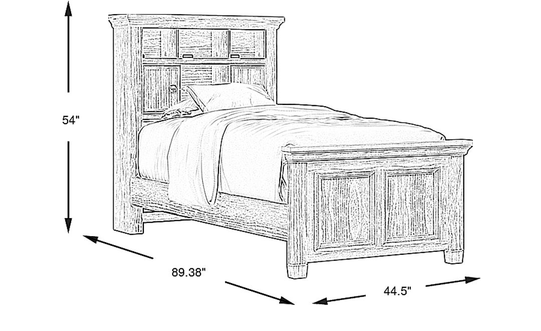 Kids Canyon Lake Ash Gray Twin Bookcase Bed