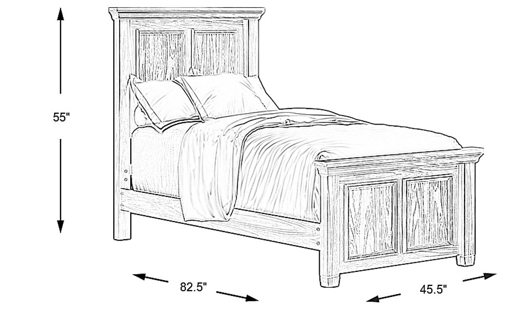 Kids Canyon Lake Ash Gray Twin Panel Bed with Storage Side Rail