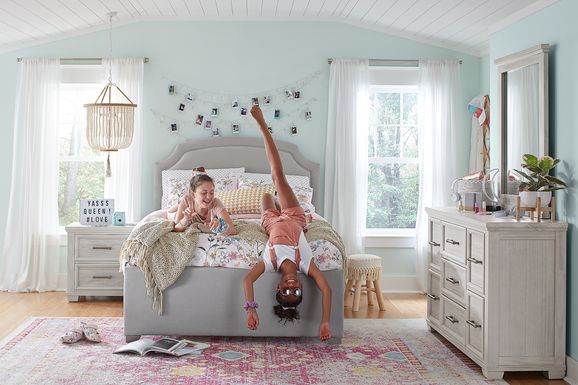 Kids Canyon Lake Ash Gray 5 Pc Bedroom with Dakotah Gray Twin Upholstered Bed