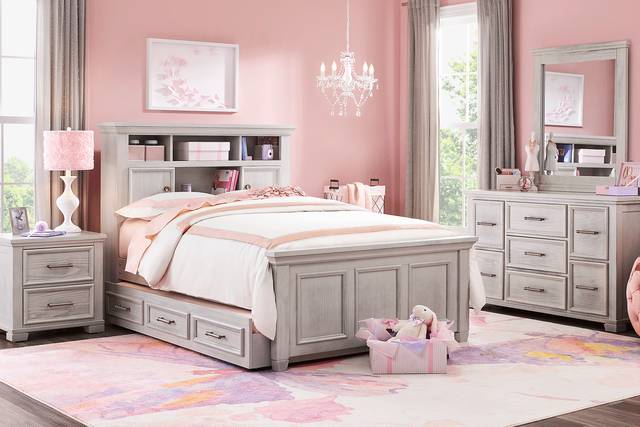 Kids Canyon Lake Ash Gray 5 Pc Full Bookcase Bedroom - Thumbnail - Image 1