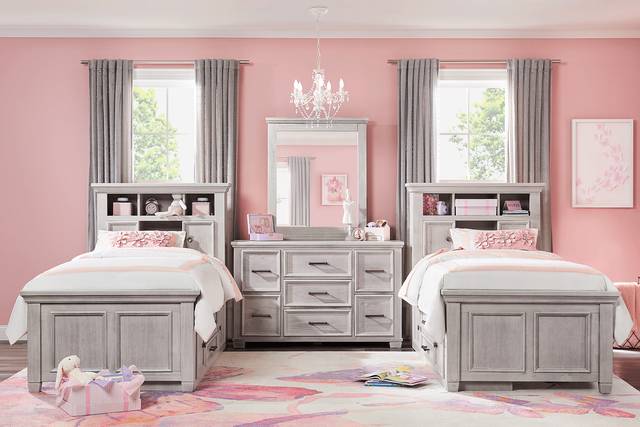 Kids Canyon Lake Ash Gray Twin Bookcase Bedroom - Thumbnail - Image 1