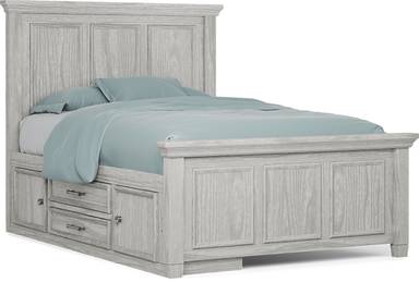 full panel bed with storage rail