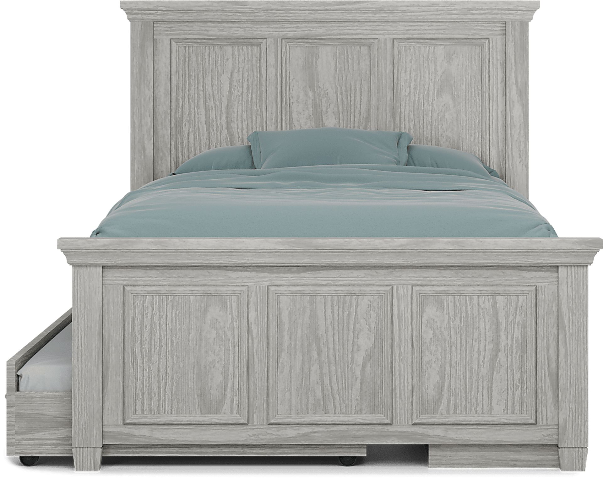 Kids Canyon Lake Ash Gray 4 Pc Full Panel Bed with Storage Side Rail and Trundle - Image 2