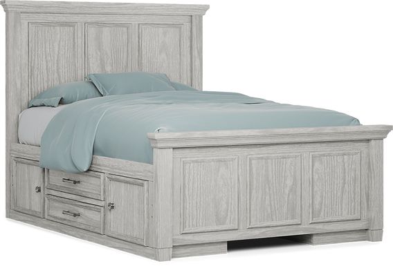 Kids Canyon Lake Ash Gray Full Panel Bed with 2 Storage Side Rails
