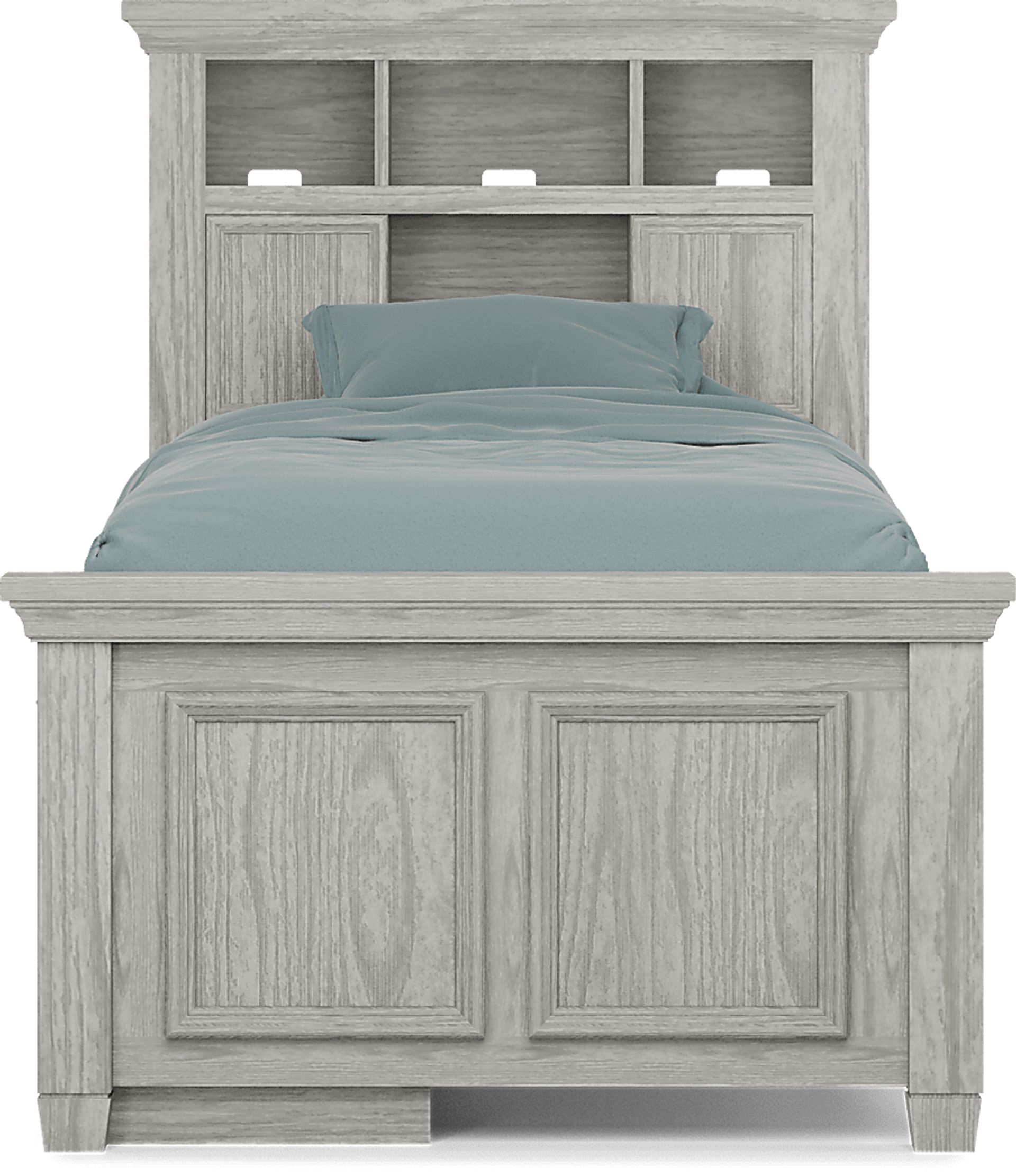 Kids Canyon Lake Ash Gray Twin Bookcase Bed with Storage Side Rail - Image 3