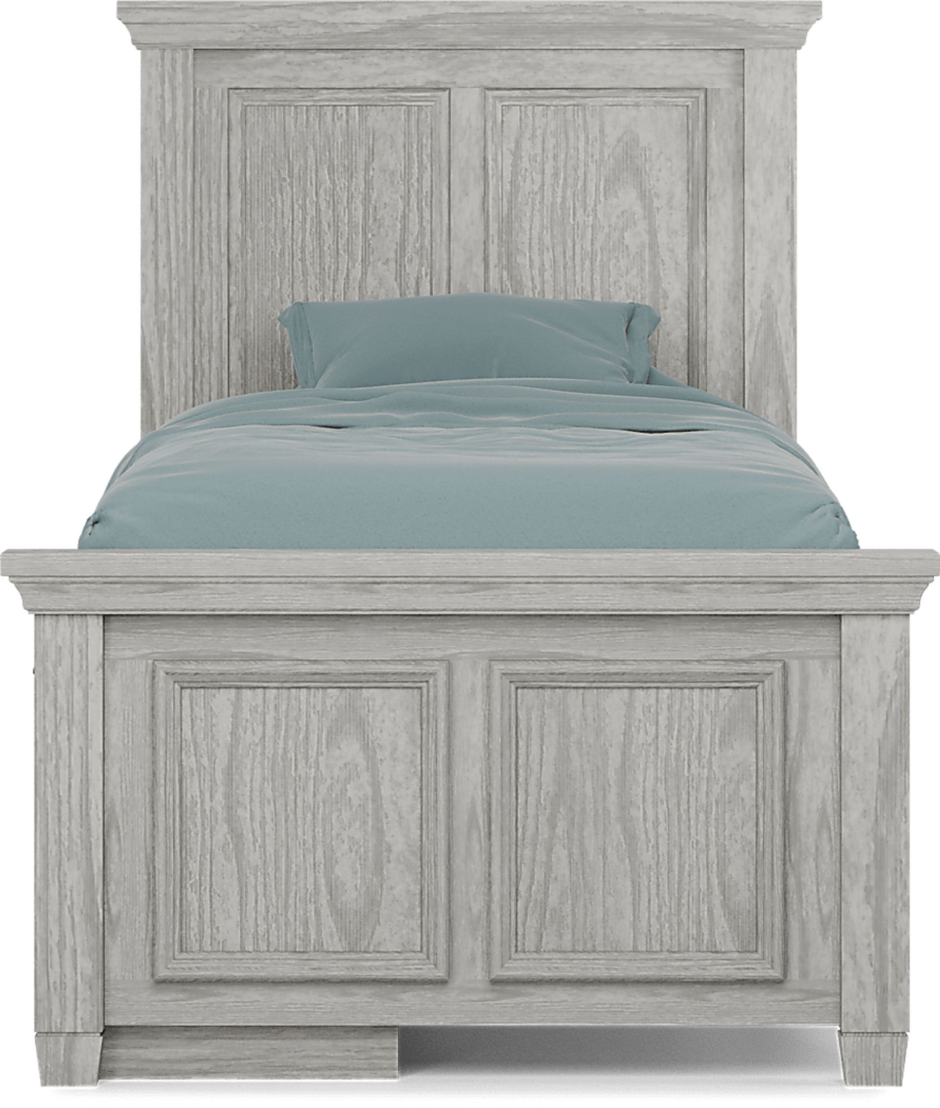 Kids Canyon Lake Ash Gray Twin Panel Bed with Storage Side Rail - Image 3