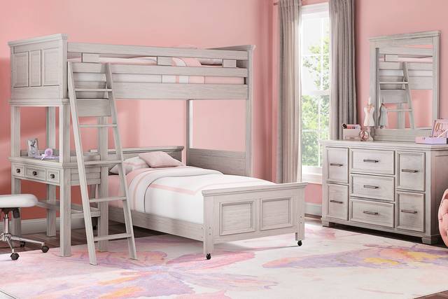 Kids Canyon Lake Ash Gray Twin/Twin Loft with Desk - Thumbnail - Image 2