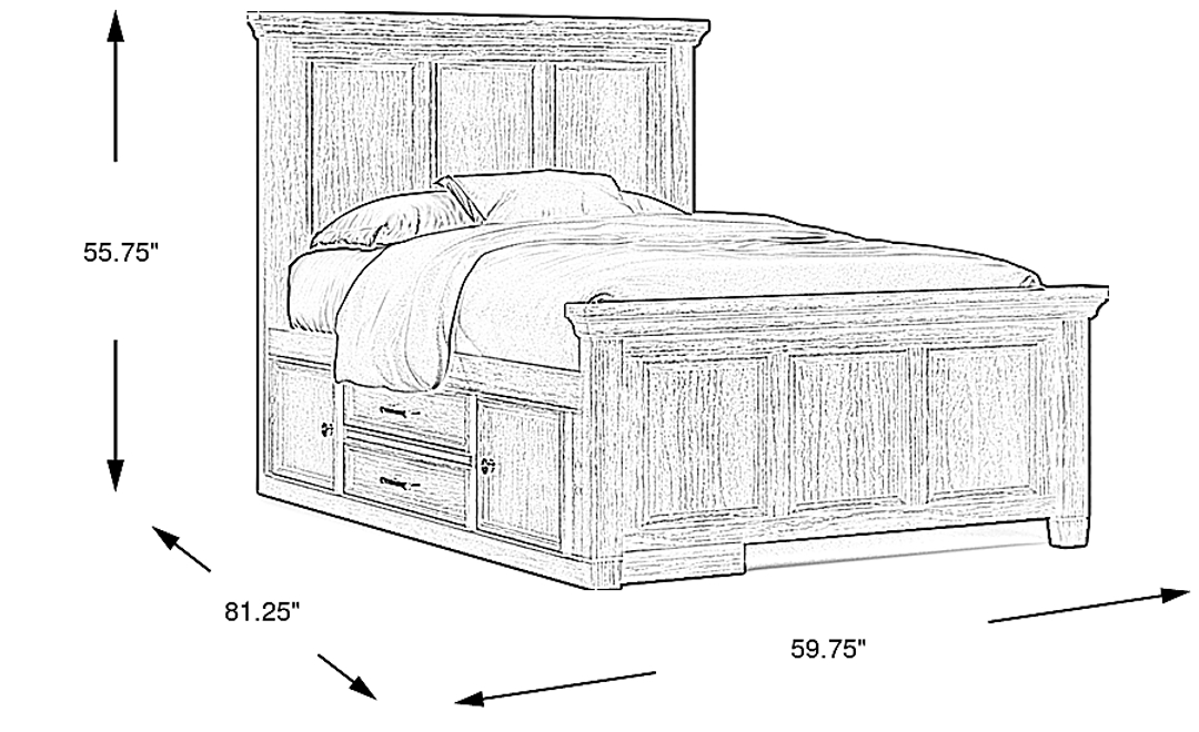 Kids Canyon Lake Java Full Panel Bed with Storage Side Rail