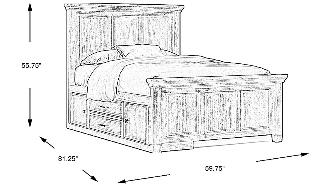 Kids Canyon Lake Java Full Panel Bed with Storage Side Rail