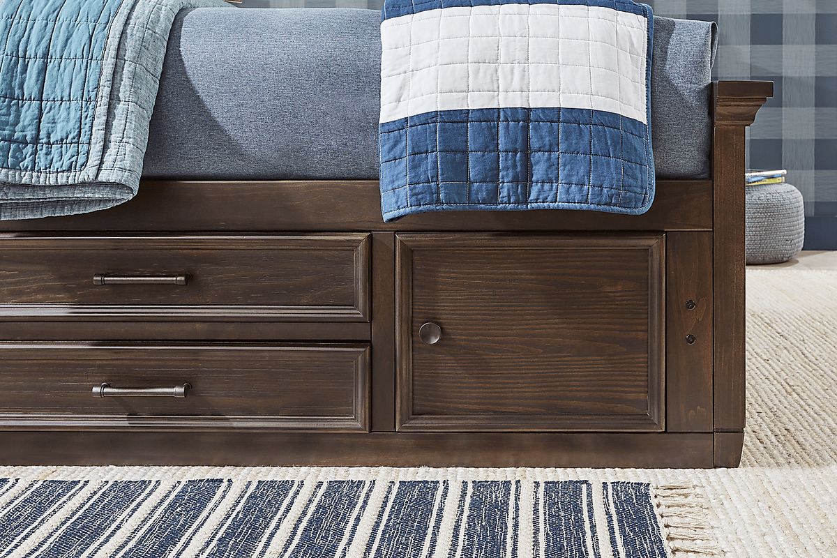 Canyon Lake 5 Pc Java Dark Wood Twin Bedroom Set With Twin Bookcase Bed ...