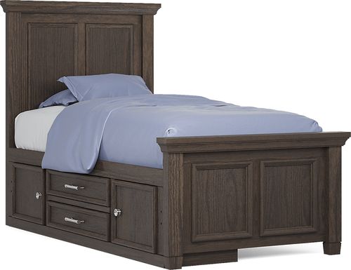 Kids Canyon Lake Java Twin Panel Bed with Storage Side Rail