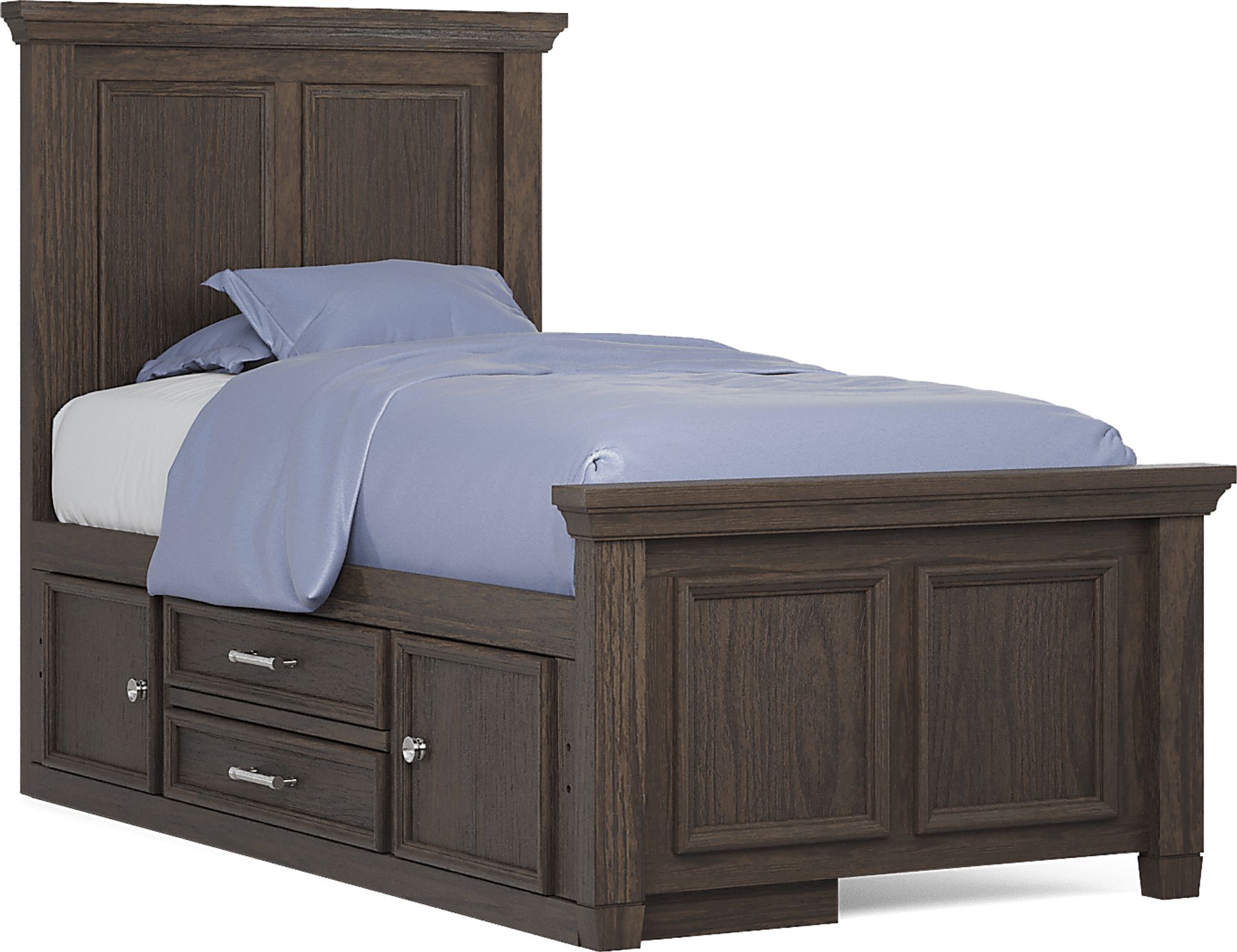 Kids Canyon Lake Java Twin Panel Bed with Storage Side Rail - Image 1