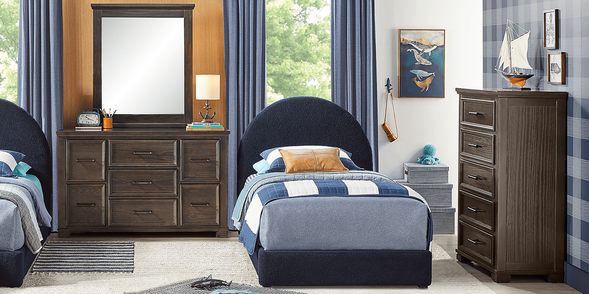 Kids Moonstone Navy Queen Upholstered Bed - Image 3